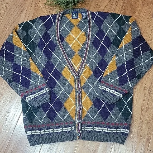 Vintage Wool Argyle Cardigan - Picture 6 of 11